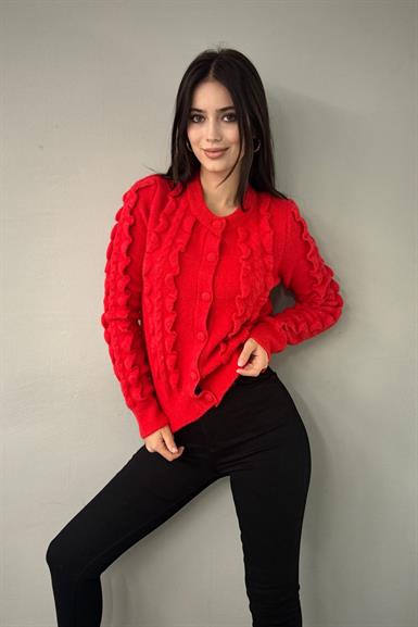 BİSİKLET YAKA FIRFIRLI DÜĞMELİ TRIKO HIRKA