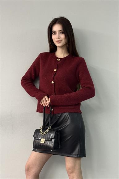 BİSİKLET YAKA PULLU SİMLİ DÜĞMELİ TRIKO HIRKA