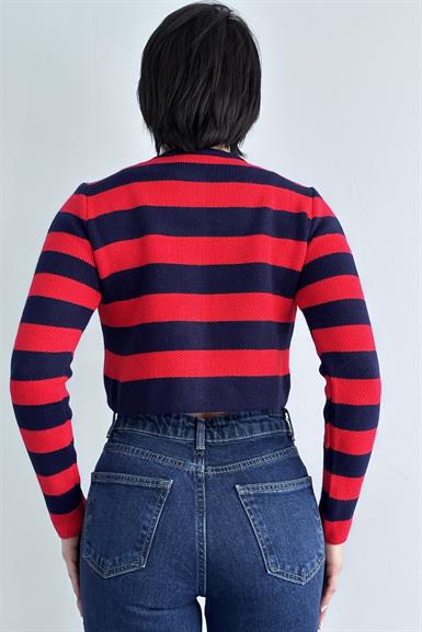 ÇİZGİLİ CROP HIRKA