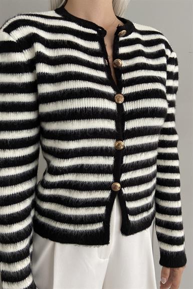 ÇİZGİLİ ŞARDONLU HIRKA