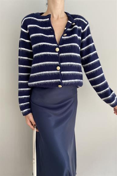 ÇİZGİLİ ŞARDONLU HIRKA