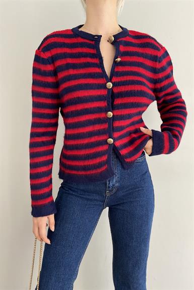 ÇİZGİLİ ŞARDONLU HIRKA