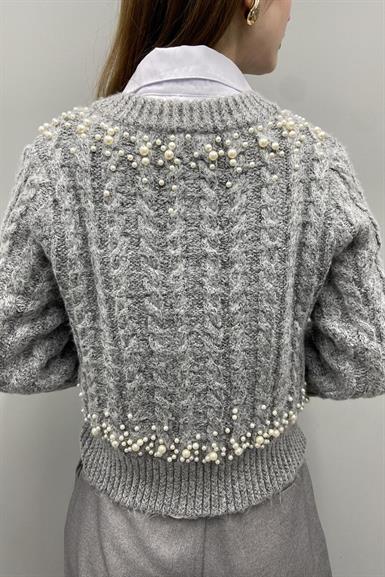 İNCİ DETAYLI TRIKO HIRKA