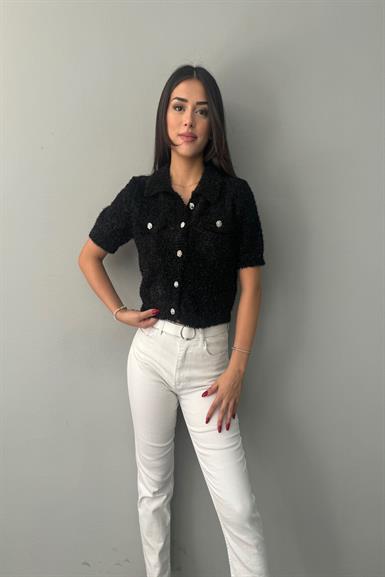 POLO YAKA DÜĞMELİ SİMLİ TRIKO HIRKA