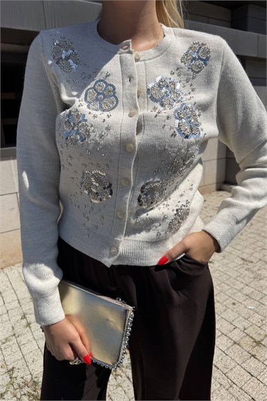 PUL PAYET İŞLEMELİ YÜNLÜ HIRKA