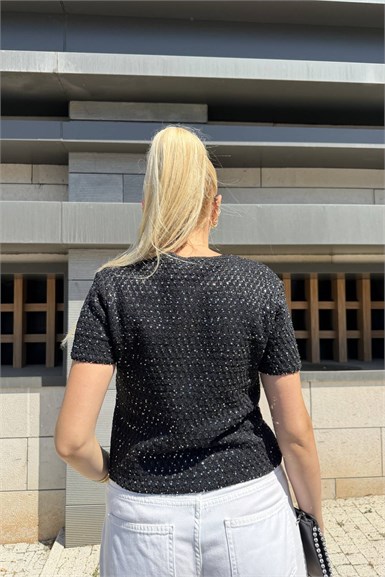 PULLU METALİK İP TRIKO HIRKA