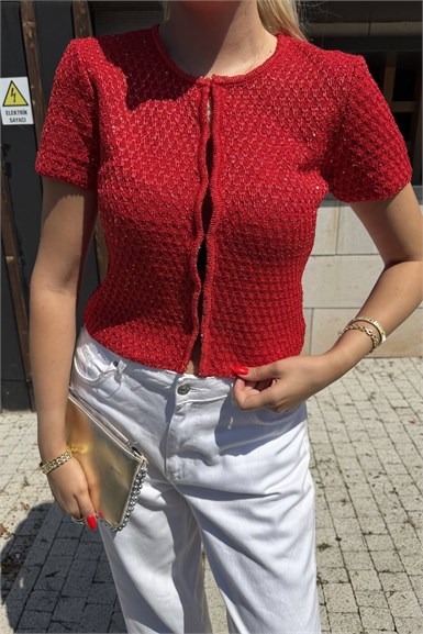PULLU METALİK İP TRIKO HIRKA