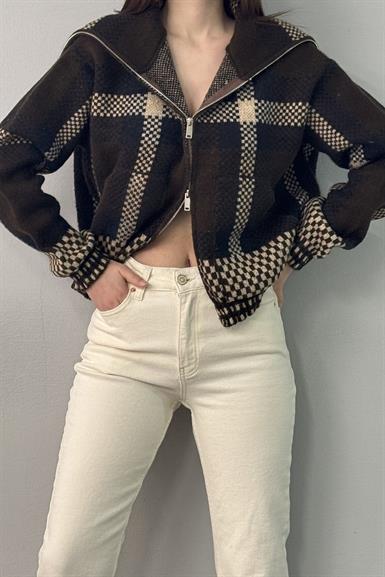 ŞARDON ANGORA KARELİ FERMUARLI HIRKA