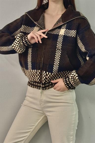 ŞARDON ANGORA KARELİ FERMUARLI HIRKA