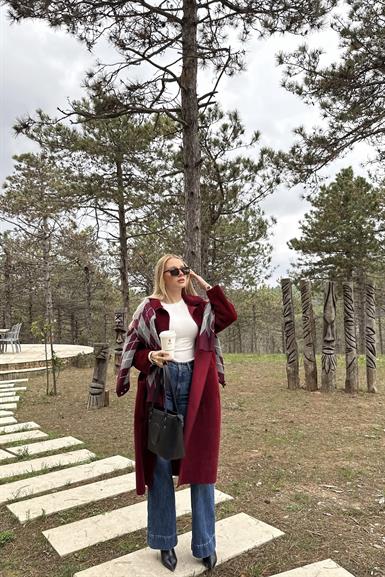 BEBE YAKA CEPLİ OVERSİZE KABAN
