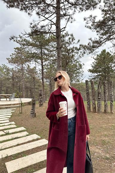 BEBE YAKA CEPLİ OVERSİZE KABAN