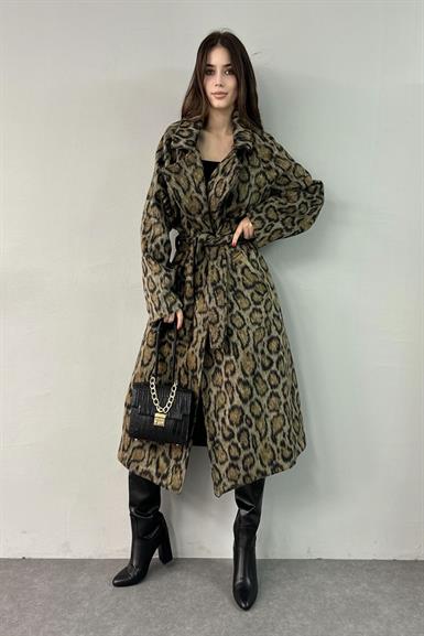 LEOPAR DESEN KUŞAKLI OVERSİZE KABAN