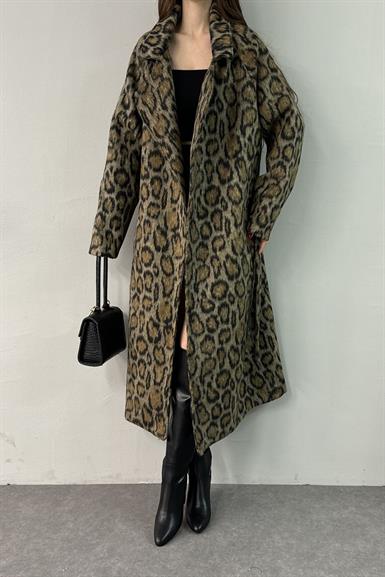 LEOPAR DESEN KUŞAKLI OVERSİZE KABAN