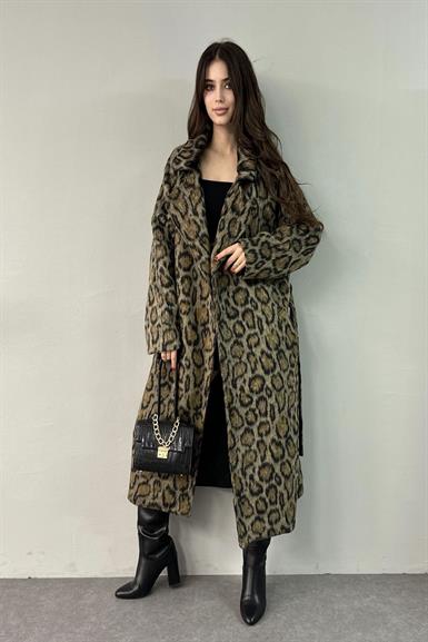 LEOPAR DESEN KUŞAKLI OVERSİZE KABAN