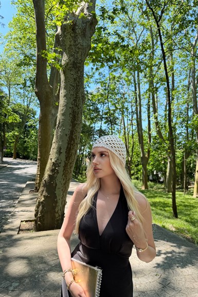 EL YAPIMI FİLE ÖRGÜ ŞAPKA BANDANA