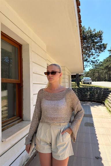 PARLAK TAŞLI BEACH CROP TOP