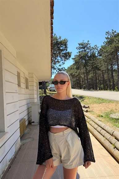 PARLAK TAŞLI BEACH CROP TOP
