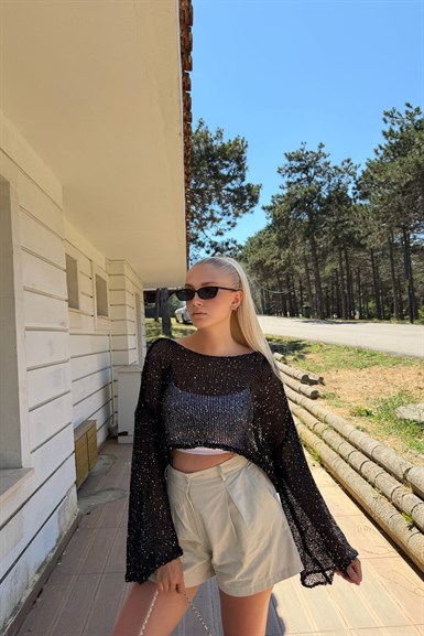 PARLAK TAŞLI BEACH CROP TOP