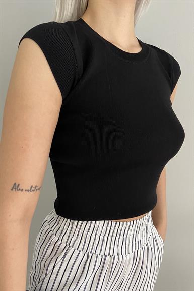 BİSİKLET YAKA SERÇE KOL CROP KAZAK
