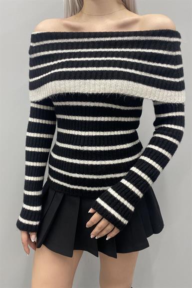 ÇİZGİ DETAY MADONNA YAKA TRIKO