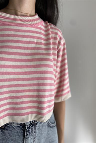 OVERSİZE ÇİZGİ DETAY CROP TRIKO