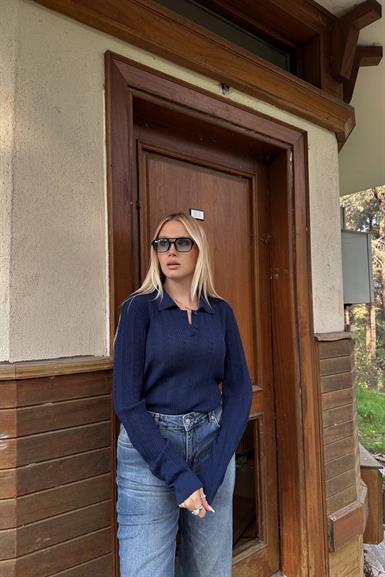 POLO YAKA DÜĞMELİ AJURLU TRIKO KAZAK