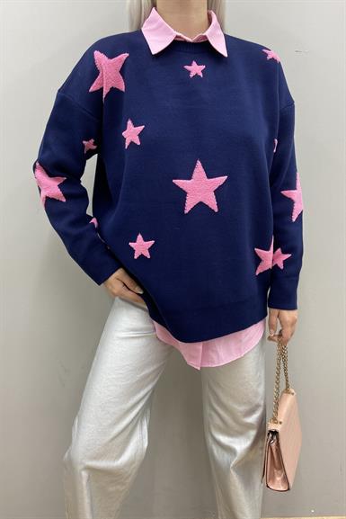 YILDIZ DESEN OVERSIZE TRIKO KAZAK