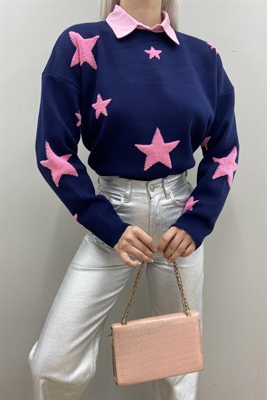 YILDIZ DESEN OVERSIZE TRIKO KAZAK