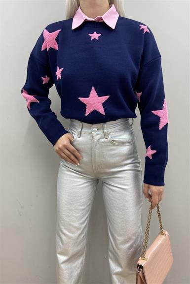 YILDIZ DESEN OVERSIZE TRIKO KAZAK