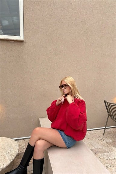 FERMUARLI YAKA RIBANA DETAYLI MONT