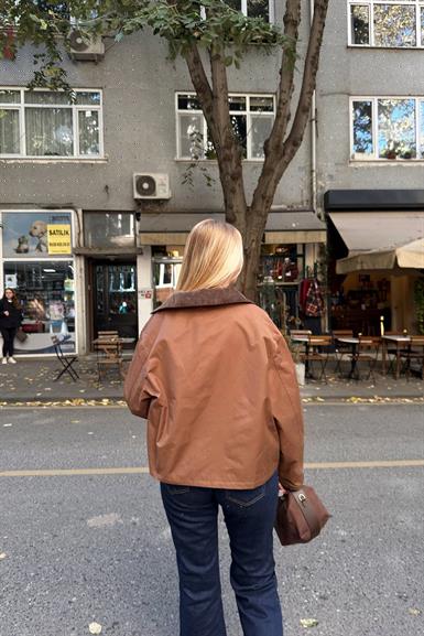 KADİFE YAKA DETAYLI CEKET