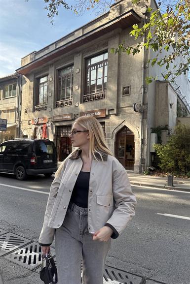 KADİFE YAKA DETAYLI CEKET