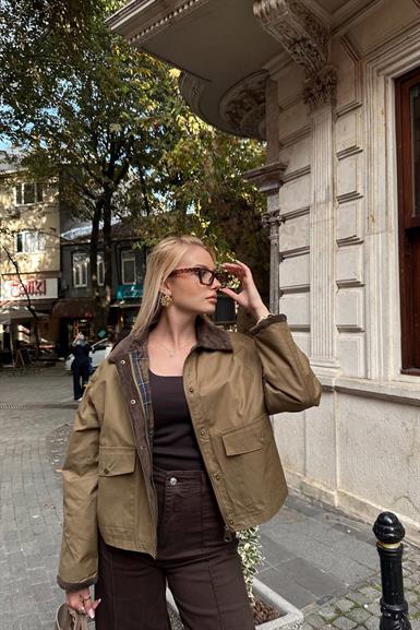 KADİFE YAKA DETAYLI CEKET