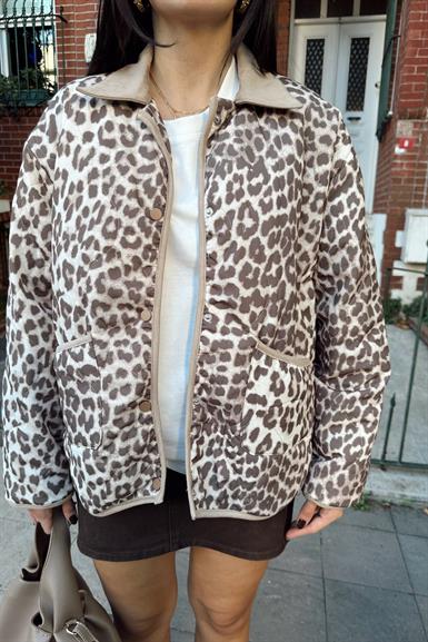 LEOPAR DESEN KAPİTONE CEKET