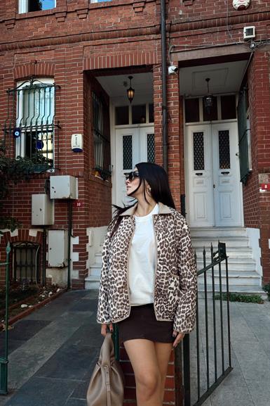 LEOPAR DESEN KAPİTONE CEKET