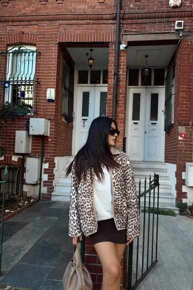 LEOPAR DESEN KAPİTONE CEKET