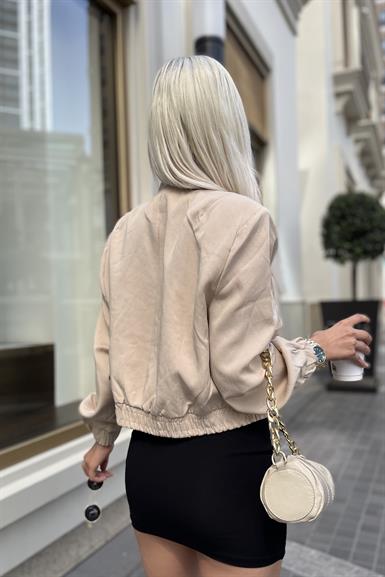 ÖNÜ CEPLİ TENCEL BOMBER CEKET