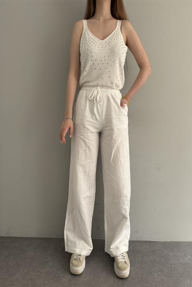 BAĞCIKLI KETEN PANTOLON