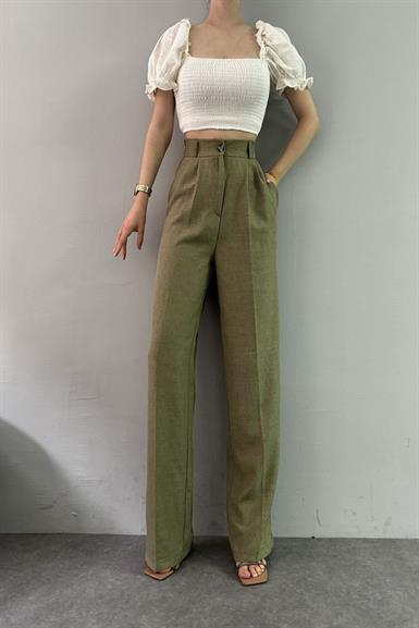 BEL ARKA LASTİK DETAYLI PANTOLON
