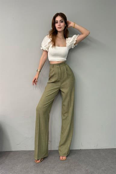 BEL ARKA LASTİK DETAYLI PANTOLON