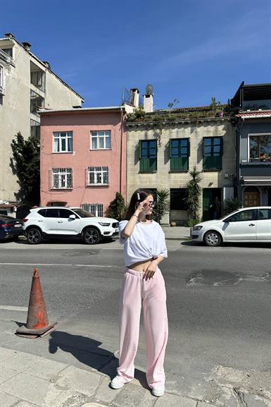 BEL BAĞCIK DETAY ÖRME ÇİZGİLİ PANTOLON