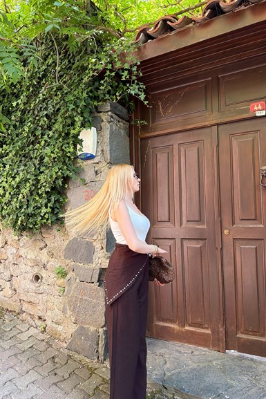 BEL BAĞLAMA DETAY KETEN PANTOLON