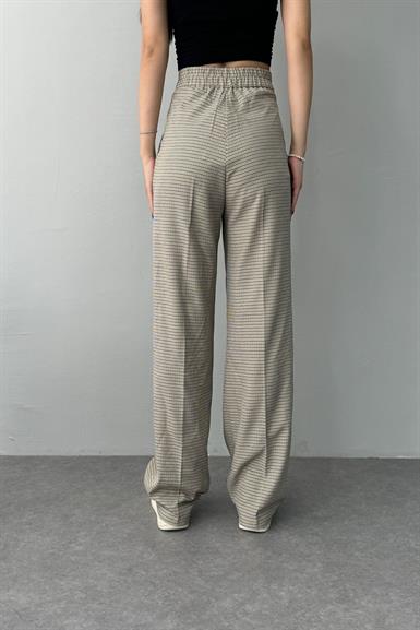 BEL LASTİK DETAY EKOSE PANTOLON