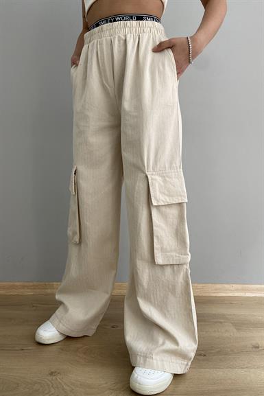 BEL LASTİK DETAY KARGO PANTALON