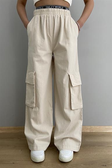 BEL LASTİK DETAY KARGO PANTALON