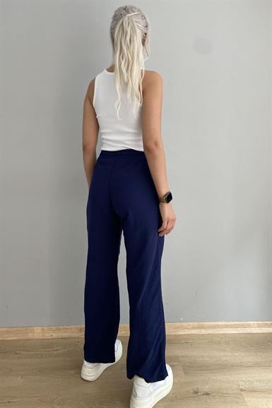 BEL LASTİKLİ BOL PAÇA KETEN PANTOLON