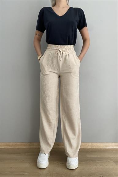 BEL LASTİKLİ BOL PAÇA PANTOLON