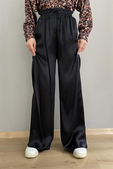 BEL LASTİKLİ BOL PAÇA SATEN PANTOLON