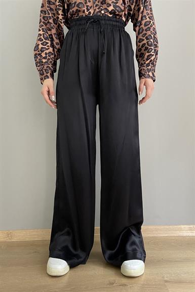 BEL LASTİKLİ BOL PAÇA SATEN PANTOLON