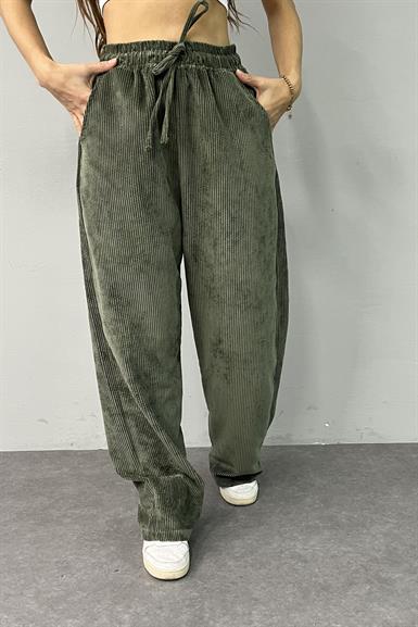 BEL LASTİKLİ KADİFE PANTOLON